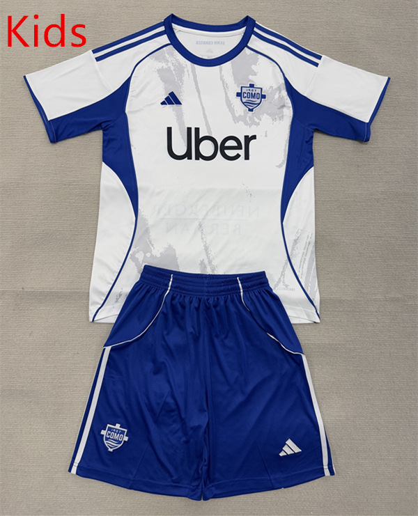 2025-2026 Como 1907 Away White&Blue Kids/Youth Soccer Uniform-AY