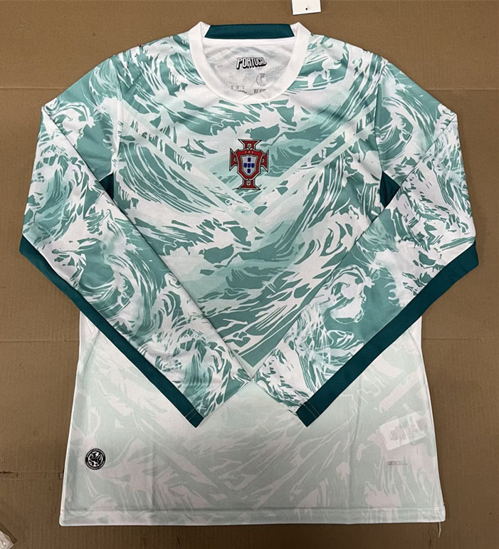 (S-4XL) 2026 World Cup Portugal Away White&Green LS Thailand Soccer Jersey AAA-422