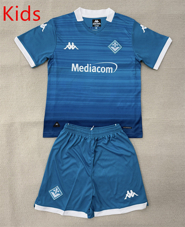 2025-2026 Fiorentina 2nd Away Blue Kid/Youth Soccer Uniform-AY