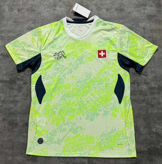 (S-4XL) 2026 Switzerland Away (Embroidered) Green Thailand Soccer Jersey AAA-4506