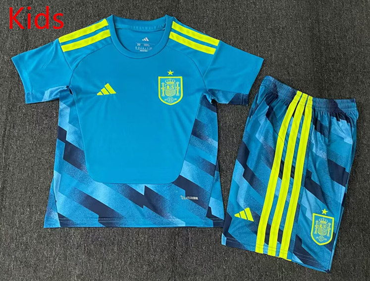 2026 World Cup Spain Goalkeeper Blue Kids/Youth Soccer Uniform-2483