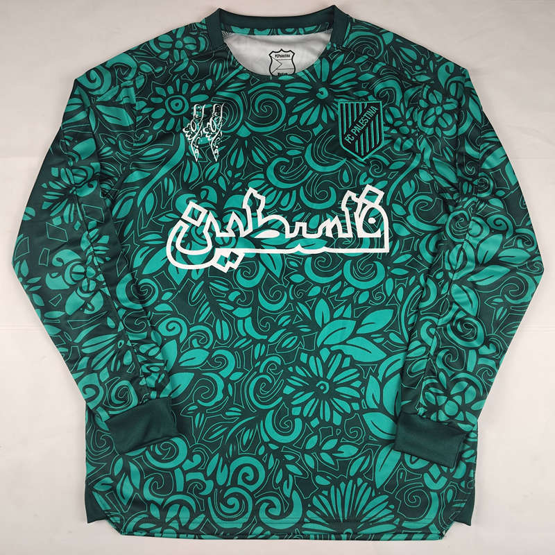 (S-4XL) 2025-2026 Arabic Palestine Camouflage Dark Green LS Thailand Soccer Jersey AAA-2038