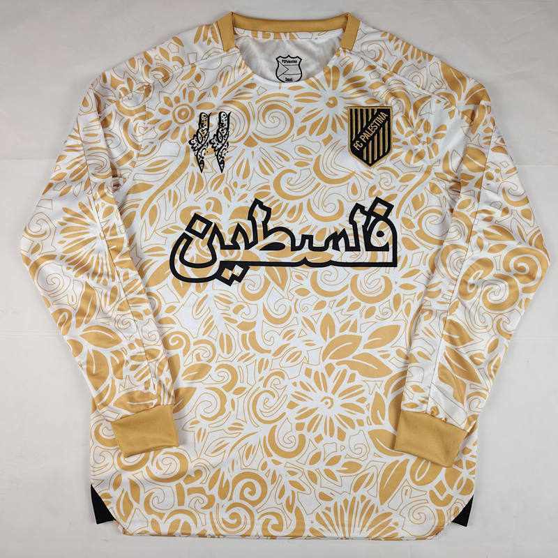 (S-4XL) 2025-2026 Arabic Palestine Camouflage Tender Gold LS Thailand Soccer Jersey AAA-2038