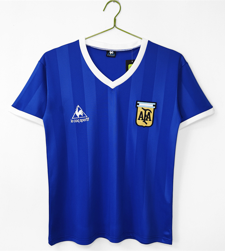 Retro Version 1986 Argentina Away Blue Thailand Soccer Jersey AAA-C1046