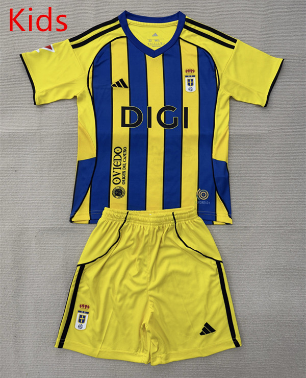 2025-2026 Real Oviedo Away Yellow&Blue Kids/Youth Soccer Uniform-AY