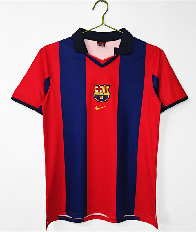 Retro Version 1998-1999 Barcelona Home Blue&Red (Lapel) Thailand Soccer Jersey AAA-C1046