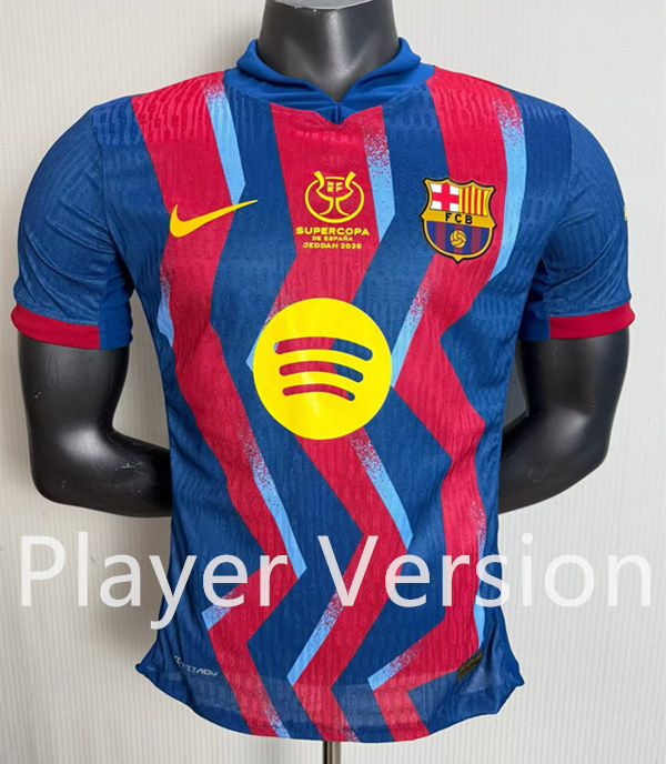Player Version 2025-2026 Barcelona 3rd Away Blue&Red Thailand Soccer Jersey AAA-6352