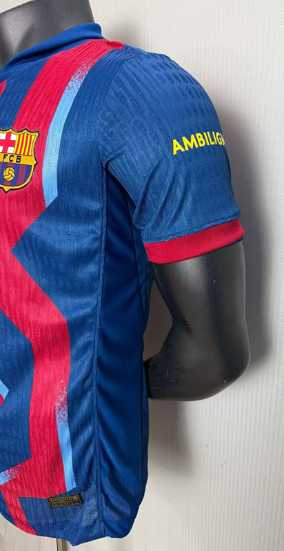 Player Version 2025-2026 Barcelona 3rd Away Blue&Red Thailand Soccer Jersey AAA-6352