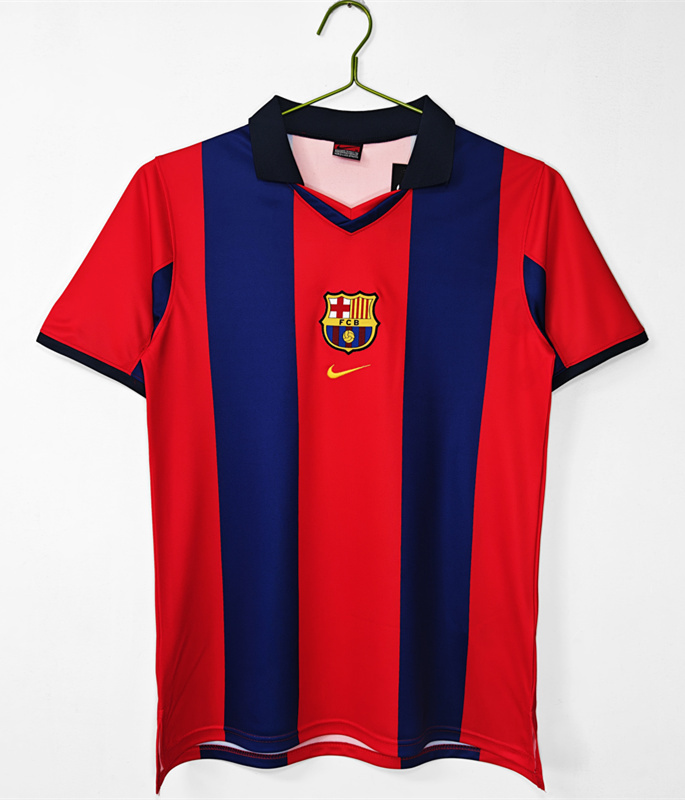 Retro Version 1998-1999 Barcelona Home Blue&Red Thailand Soccer Jersey AAA-C1046