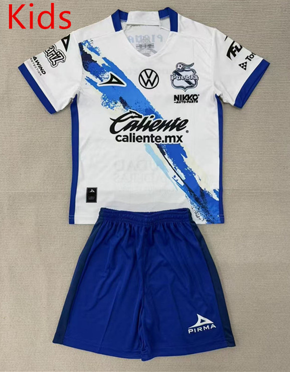 2025-2026 Puebla Home White Kids/Youth Soccer Uniform-AY