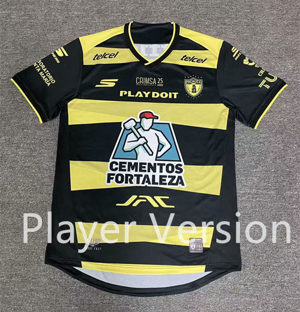 Player Version 2025-2026 CF Pachuca 2nd Away Black&Yellow Thailand Soccer Jersey AAA-912