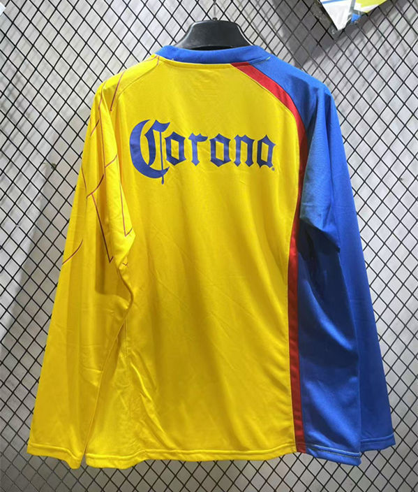 Retro Verison 07-08 Club America Home Yellow LS Thailand Soccer Jersey AAA-2851