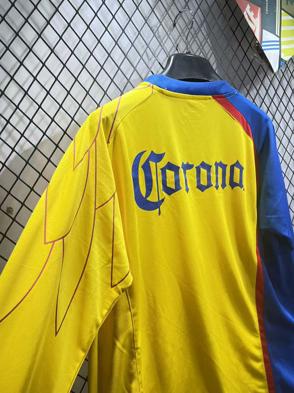Retro Verison 07-08 Club America Home Yellow LS Thailand Soccer Jersey AAA-2851
