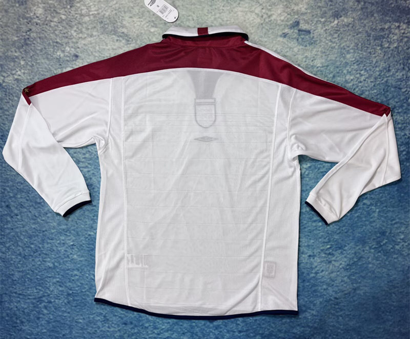 Retro Version 2004-2005 England Home White LS Thailand Soccer Jersey AAA-6590