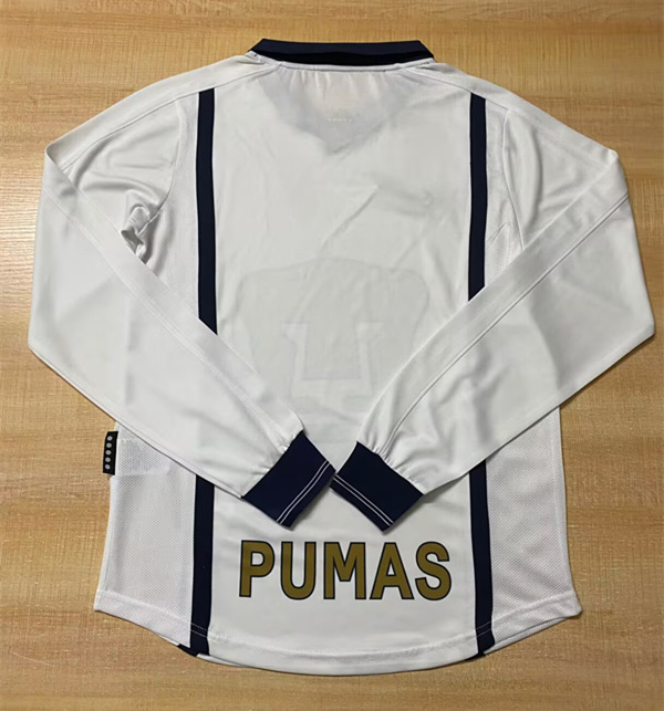 (S-3XL) Retro Version 1999-2000 PA UNAM Home White LS Thailand Soccer Jersey AAA-6895