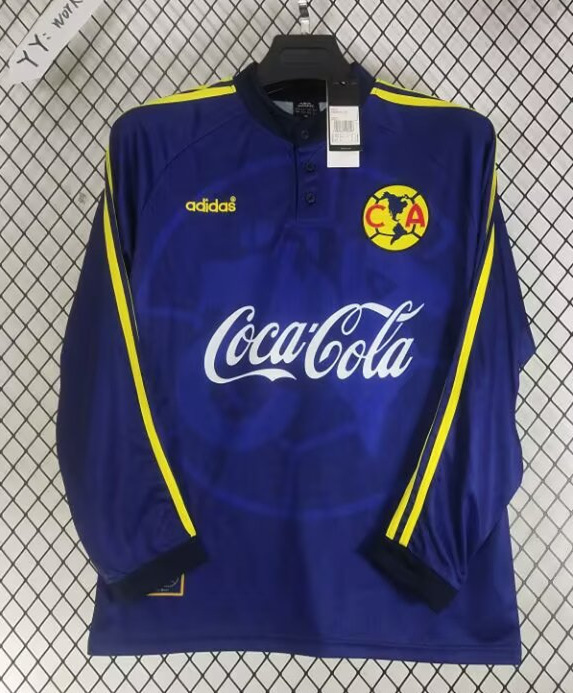 Retro Verison 1997-1998 Club America Blue LS Thailand Soccer Jersey AAA-2851