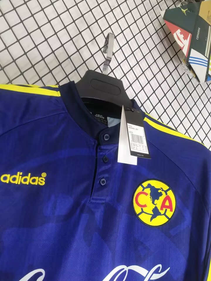 Retro Verison 1997-1998 Club America Blue LS Thailand Soccer Jersey AAA-2851