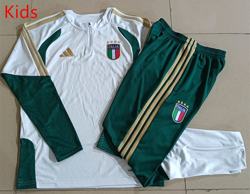 2026-2027 Italy White Kids/Youth Soccer Tracksuit-815