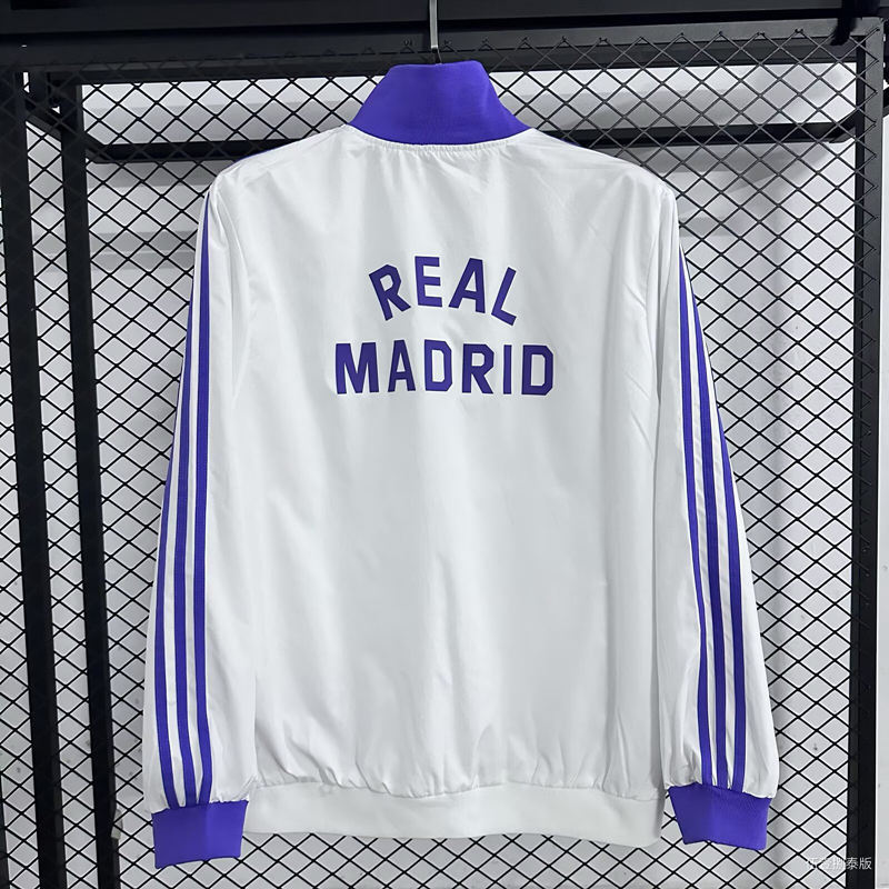 (S-3XL) 2026-2027 Retro version Real Madrid White&Purple Thailand Trench Coat-8430