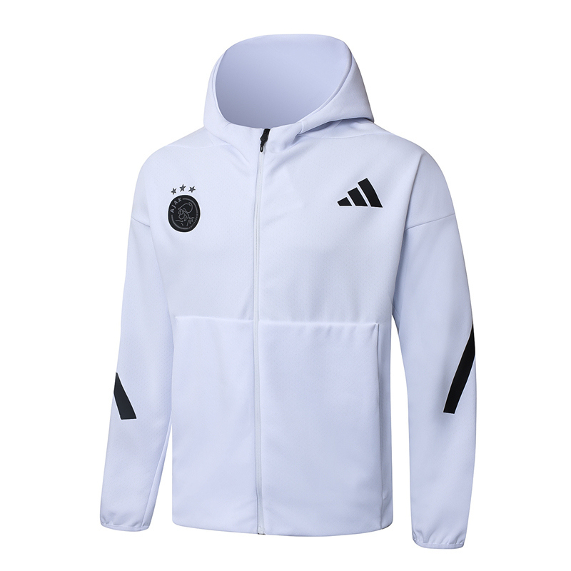 2025-2026 Ajax White Hooded Thailand Soccer Jacket With Hat-815