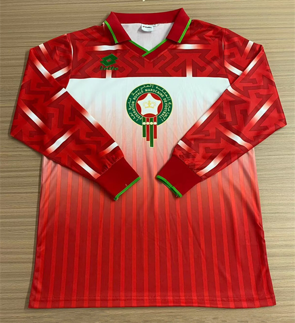 Retro Version 1994-1995 Morocco Home Red LS Thailand Soccer Jersey AAA-6895
