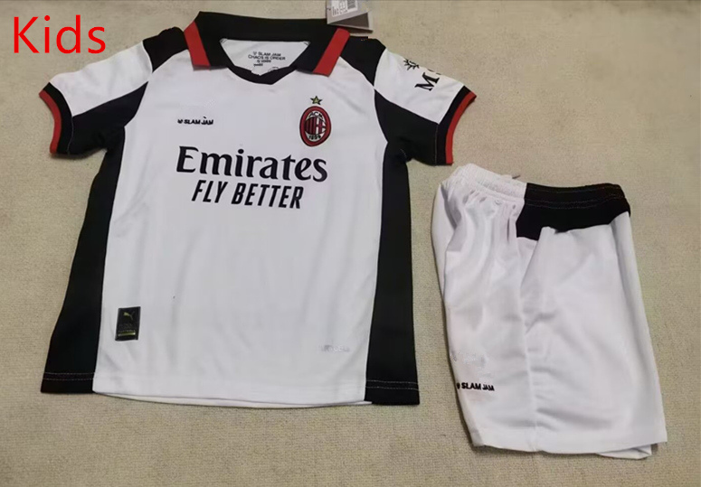 2026-2027 Correct Version AC Milan Away White Kids/Youth Soccer Uniform-507