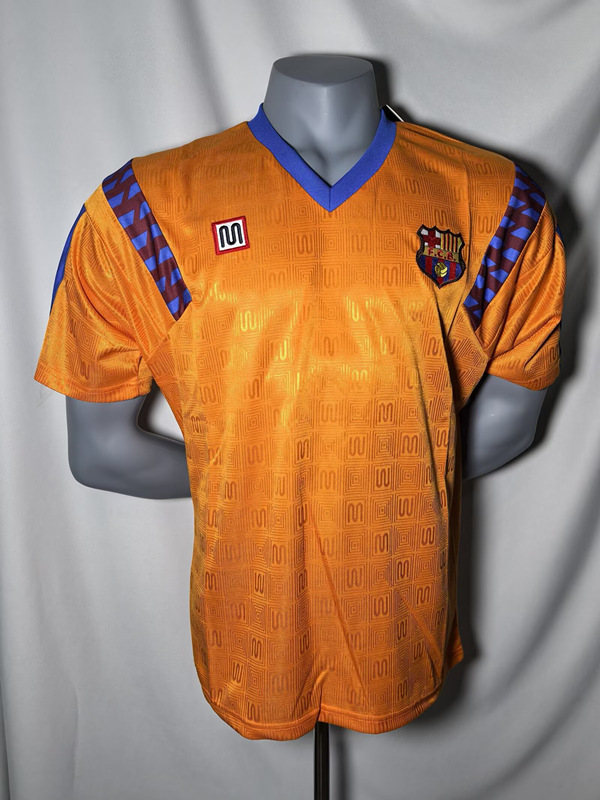 Retro Version 1990 Barcelona Away Yellow Thailand Soccer Jersey AAA-912