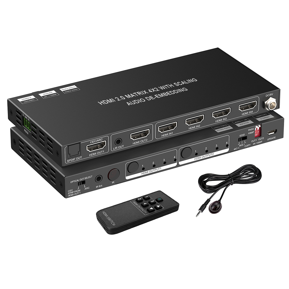 4K HDMI Matrix Switch 4x2 with ARC and Dolby Vision support