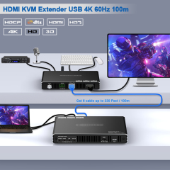 4K HDMI KVMエクステンダー 100m | HDMI 2.0 4K60対応