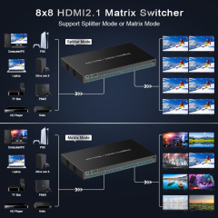 8K HDMI 2.1 Matrix Switch 8x8 | 8K@60 4K@120 HDR Dolby Vision