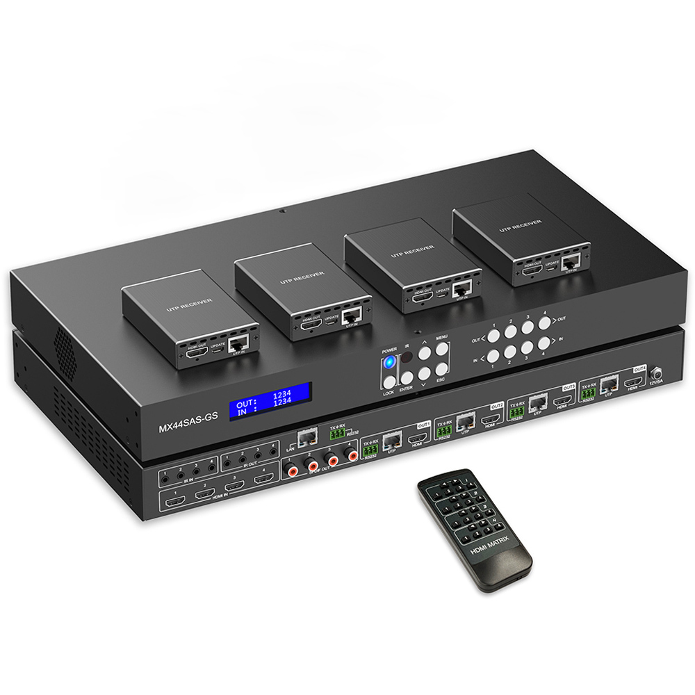 4x4 4K HDMI Matrix Switcher with Multiview & 60m Extension | 4K@60 HDR