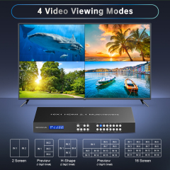 8K HDMI 2.1 マルチビューアー 16入力1出力 8K@60Hz対応 4×4 / 2×2 マルチビュー＆シームレス切替対応