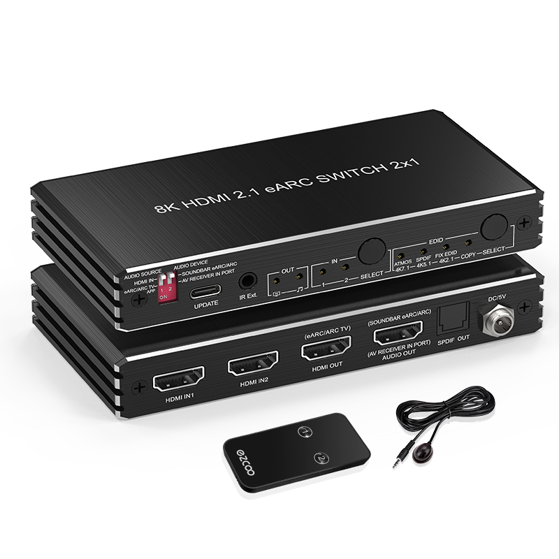 8K HDMI 2.1 Switch 2x1 with ARC/eARC Audio