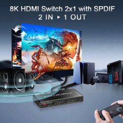 8K HDMI 2.1 Switch 2x1 with ARC/eARC Audio