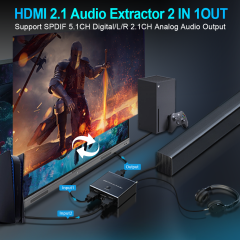 8K HDMI Audio Extractor Switch 2x1 4K120 VRR