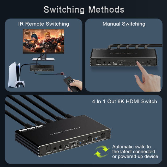 8K HDMI 2.1 Switch 4x1 4K120 HDR ARC