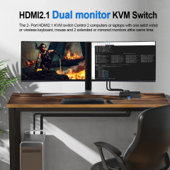 8K デュアルモニター KVMスイッチ 2入力1出力 USB 3.0対応 4K120対応