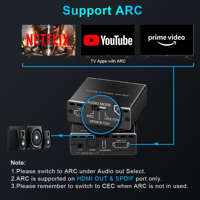 8K HDMI Audio Extractor Switch 2x1 4K120 VRR