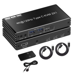 USB-C KVM Switch 2x1 8K60 / 4K120 with 100W PD