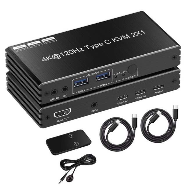 USB-C KVM Switch 2x1 8K60 / 4K120 with 100W PD