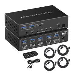 4K60 HDMI KVM Switch 4x1 with USB3.0 & Audio Out