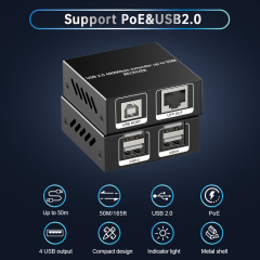 50m対応 USB 2.0 延長器 | Cat6伝送・4ポートUSBハブ搭載
