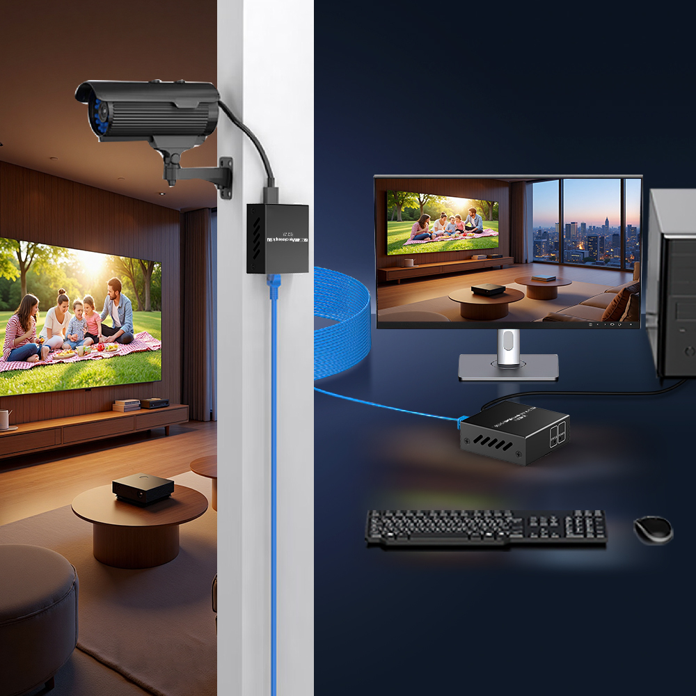 50m対応 USB 2.0 延長器 | Cat6伝送・4ポートUSBハブ搭載