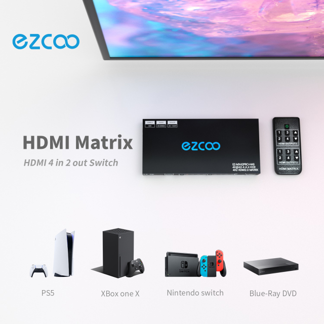 4K60 HDMI Matrix 4x2 HDR HDCP2.2