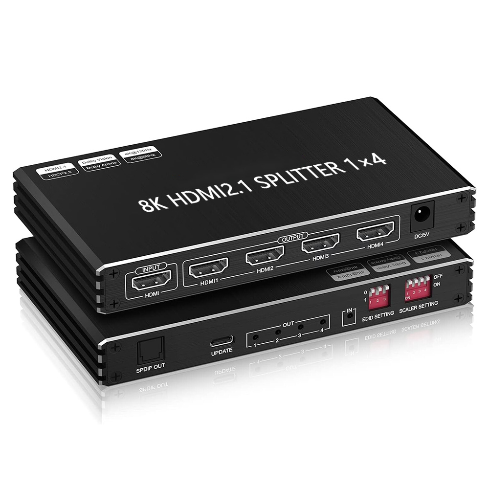 8K60 HDMI 2.1 Splitter 1x4 with Audio Extractor