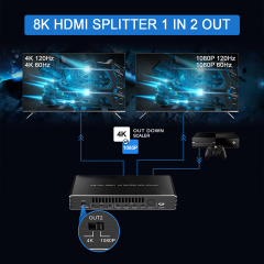 8K60 HDMI 2.1 Splitter 1x2 48Gbps with HDR EDID