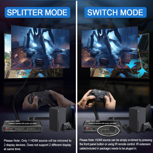 4K60 HDMI 2.0 Splitter 1x2 with eARC Audio EDID