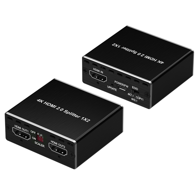 4K HDMI Splitter 1x2 for Dual Display Distribution