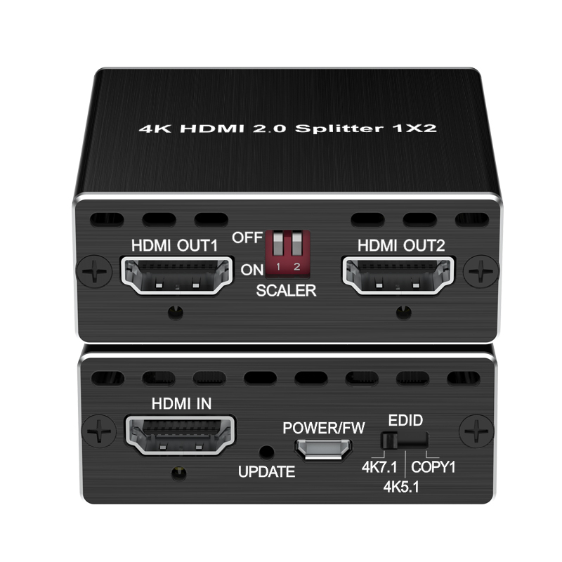 4K HDMI Splitter 1x2 for Dual Display Distribution