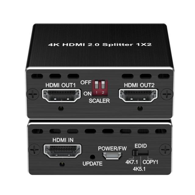 4K HDMI Splitter 1x2 for Dual Display Distribution